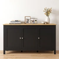 HOMCOM Sideboard, Buffet Cabinet with Doors and Adjustable Shelves for Living Room, Entryway, Black and Natural(m-2)