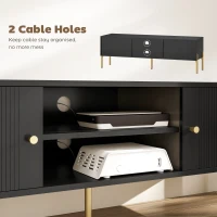 HOMCOM TV Stand for TVs up to 65", Entertainment Center with 2 Open Shelves, 2 Cabinets and Steel Legs for Living Room, Black(m-8)