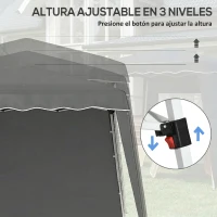 Outsunny Carpa Plegable Pop-up 2,89x2,89m Cenador Pabellón de Jardín con Paredes Laterales Altura Ajustable Protección UV50+ Gris(m-6)