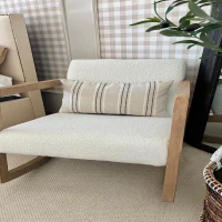 HOMCOM Rocking Chair, Upholstered Sofa Armchair with Cushion and Wood Base for Living Room and Bedroom, Cream White(m-12)