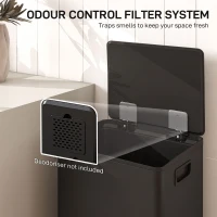 HOMCOM Poubelle cuisine 50L, poubelle à pédale, seau intérieur amovible, couvercle à fermeture douce, 41,7x36,6x62cm, noir(m-8)
