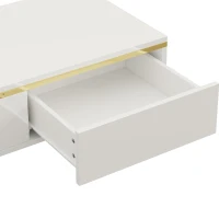 Spacious Coffee Table with 2 Hidden Drawers, Versatile Room Table for Italian-Style Rooms or Cream-Toned Spaces, 100L x 50W x 36H cm, White(m-9)