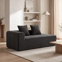 HOMCOM Canapea cu 2 locuri din chenille cu 2 perne șezut cu arcuri fără montaj 71,5x91,5x83 cm Gri închis(m-5)