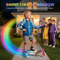 AIYAPLAY Electric Scooter for Kids Aged 6-14 Years, with Colourful Lights, Pink(m-4)