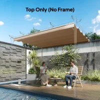 Outsunny Retractable Pergola Cover, 2.55 x 2.5 m Replacement Canopy Fabric for 3 x 3 m Frame, Roof Top Only, Tan(m-12)