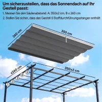 Outsunny Ersatzdach für 4 x 3 m Pergola, einziehbar, mit Regenabflusslöchern, wetterfest, Polyester, Hellgrau(m-4)