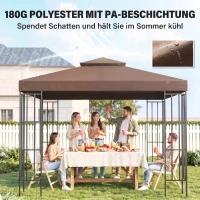 Outsunny Ersatzdach für Pavillons, mit Winddach, Wasserabführung, robust und langlebig, Farbe: Kaffee, 3 x 3 m(m-6)