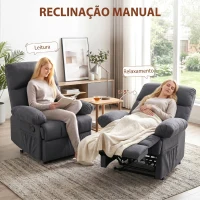 HOMCOM Poltrona de Massagem Relax Reclinável com 8 Pontos de Massagem e Função Calor 85x93x103 cm Cinzento(m-5)