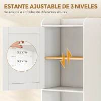 HOMCOM Armario Alto de Baño con Cesto Ropa Sucia con Compartimentos Abiertos y Estantes Ajustables 40x30x170 cm Blanco(m-16)