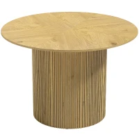 HOMCOM Mesa de Comedor Redonda Moderna para 4-6 Personas Mesa de Cocina de 110 cm con Base Cilíndrica Acanalada Roble(m-1)