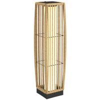 Outsunny Lanterne Solaire Extérieure en résine tressée lampadaire sans fil rechargeable  capteur de lumière 19 x 19 x 68 cm sable(m-1)