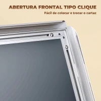 HOMCOM Suporte para Cartazes A3 Altura Ajustável, Giratório 360° Moldura de Alumínio e Aço Inoxidável Prata(m-7)