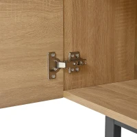 Practical TV Cabinet with 2-Door Cabinet and 2 Drawers, Solid TV Stand with Metal Legs and Particleboard Frame, 180L x 38W x 51.5H cm, Wood(m-9)