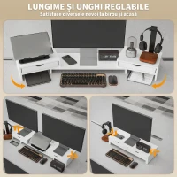 HOMCOM Suport pentru Monitor Reglabil, Alb(m-4)
