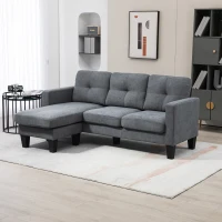 HOMCOM Hoekbank in L-Vorm met Aanpasbare Chaise Longue, Gestoffeerde Bank, Donkergrijs(m-11)
