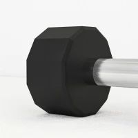 SPORTNOW Pack de 2 Mancuernas Dodecagonales de 2x8 kg de Metal Recubiertas de Goma para Entrenamiento en Casa Gimnasio Negro(m-7)