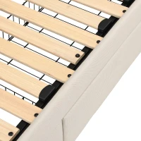Practical Upholstered Daybed with Pull-Out Trundle, Ideal Bed Frame for Studios, Living Rooms, or Guest Spaces, 200L x 140W x 100H cm, Beige(m-12)