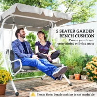 Outsunny 2 Seater Bench Pad, Garden Swing Chair Cushion with Back and Ties, Tufted Style Garden Furniture Window Seat Cushion for Indoor and Outdoor Use, 98 x 100 cm, Dark Grey(m-7)