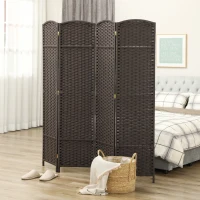 HOMCOM Paravent interieur en bois 4 panneaux 160 x 170 cm séparateur de pièce pliable pour salon, chambre à coucher, marron(m-10)