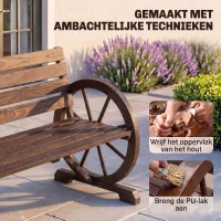 Outsunny tuinbank, ontwerp met wagenwiel, voor 2 personen, natuurlijk hout, donkerbruin, 105,5 x 56 x 79 cm(m-5)