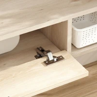 HOMCOM Meuble TV suspendu, meuble télé pour téléviseur jusqu'à 50 pouces, tiroir rabattable 2 étagères 120x24x16cm bois naturel(m-7)