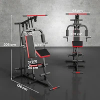SPORTNOW Máquina de Musculación con Polea Alta y Baja Prensa de Pecho y Piernas Compatible con Discos 25 y 50 mm (No Incluidos)(m-3)