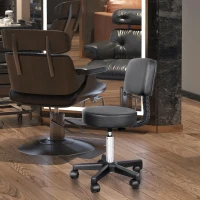 HOMCOM Tabouret massage a roulettes reglable en hauteur pivotant avec dossier ergonomique noir(m-10)