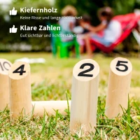 SPORTNOW Wikingerspiel Wurfspiel Holz Kubb Wikingerspiel mit 12 Skittles 1 Stock Transportbox für Familie Gruppen(m-5)