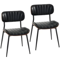 HOMCOM Esszimmerstühle 2er Set Küchenstühle Moderne Polsterstuhl mit Sitzfläche aus Kunstleder, Geschwungener Rückenlehne(m-1)