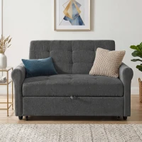 Convertible Sofa Bed with Adjustable Backrest, Functional Sofa with USB & Type-C Ports and Storage Pocket, 135L x 173W x 58H cm, Drak Grey(m-5)