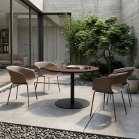 Outsunny Gartenstühle 4er Set ergonomisch Balkonstühle mit Ausschnittdesign Armlehne Wetterfest rostbeständig Kaffee(m-10)