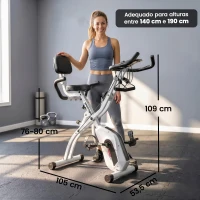SPORTNOW Bicicleta Estática Dobrável com 8 Níveis de Resistência, Volante, Ecrã LCD, Bluetooth, Pulsómetro e Selim Ajustável(m-3)