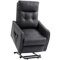 HOMCOM Sillón Relax Reclinable Eléctrico Levanta Personas de Cuero PU Control Remoto Asiento con Resorte Reposapiés Gris(m-1)
