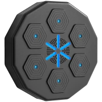 SPORTNOW Máquina Boxeo Musical Pared con Conexión Bluetooth y Luces LED para Adultos y Niños en Casa Gimanasio Negro(m-1)