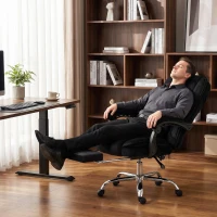 Vinsetto Ergonomischer Bürostuhl mit Massagefunktion, Fußstütze, drehbar, rollbar, Schwarz(m-8)