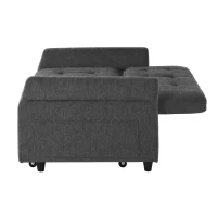 Convertible Sofa Bed with Adjustable Backrest, Functional Sofa with USB & Type-C Ports and Storage Pocket, 135L x 173W x 58H cm, Drak Grey(m-11)