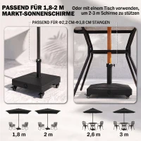 Outsunny Sonnenschirmständer bis 20kg befüllbar HDPE Quadratisch Schirmständer mit Rolle Schirmhalter, Schirmgewicht, Ständer für Sonnenschirm Ø22-38mm, für Balkon, Terasse, Garten, Schwarz(m-4)