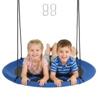 Outsunny Nestschaukel, wetterfest, bis 100 kg, längenverstellbare Seile, Φ110 cm, Blau(m-12)