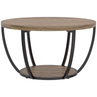 HOMCOM Mesa de Centro com 2 Níveis Mesa de Sala 80x80x43,8 cm Castanho e Preto