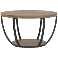 HOMCOM Mesa de centro com 2 níveis, mesa de sala 80 x 80 x 43,8 cm, Castanho/Preto(m-1)