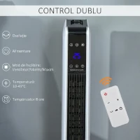 HOMCOM Încălzitor Electric Ceramic de 2200W cu 3 Moduri de Funcționare și Telecomandă, Alb(m-6)