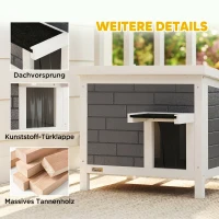 PawHut Katzenhaus Wetterfeste Katzenhütte aus Holz mit aufklappbarem Dach Aluminium-Isolierplatten Asphaltdach 61x51x53,5 cm(m-7)