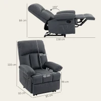 HOMCOM Poltrona de Massagem Relax Reclinável com 8 Pontos de Massagem e Função Calor 85x93x103 cm Cinzento(m-3)