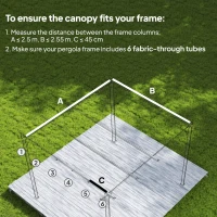Outsunny Retractable Pergola Cover, 2.55 x 2.5 m Replacement Canopy Fabric for 3 x 3 m Frame, Roof Top Only, Dark Grey(m-4)