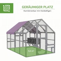 PawHut Hühnerstall Hühnerhaus Hühnerhütte, begehbar, wetterbeständig, 280 x 185,5 x 188 cm, Grau(m-4)