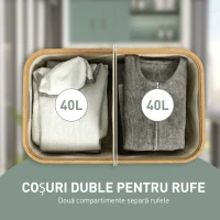 HOMCOM Coș Pentru Rufe 80L cu Capac Din Bambus, Bej(m-4)