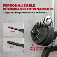 SPORTNOW Máquina Polea Alta y Baja de Pared de Polea Ajustable en 16 Posiciones con Barra para Jalones para Casa en Gimnasio(m-6)