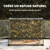 PawHut Boîte à Reptiles avec Panneau de Fond, Fermeture Sécurisée Par Rotation, Ventilation Frontale, 50x30x35cm, Noir(m-5)