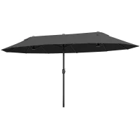 Outsunny Sombrilla Doble para Jardín 455x265x238 cm Parasol Grande con Manivela Manual Protección Solar Color Negro(m-12)