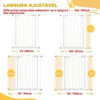 PawHut Barreira de Segurança para Animais Extensível 74-100x94 cm Fixação por Pressão (sem perfurar) Branco(m-4)